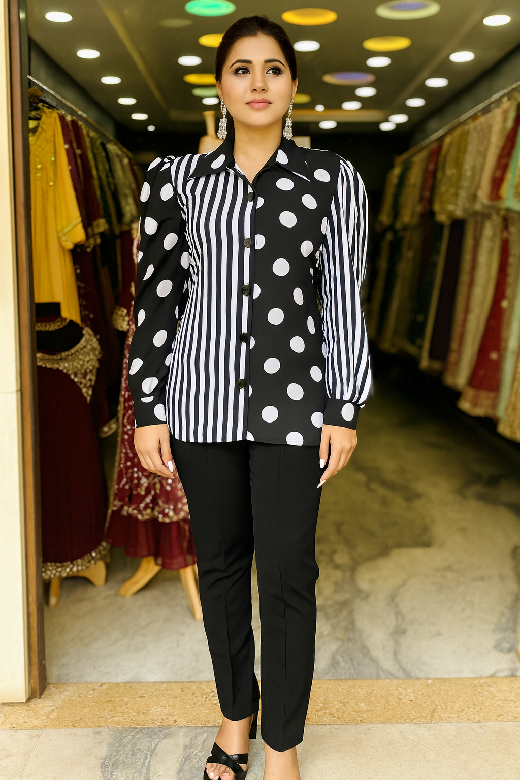 Monochrome Polka Dot Shirt