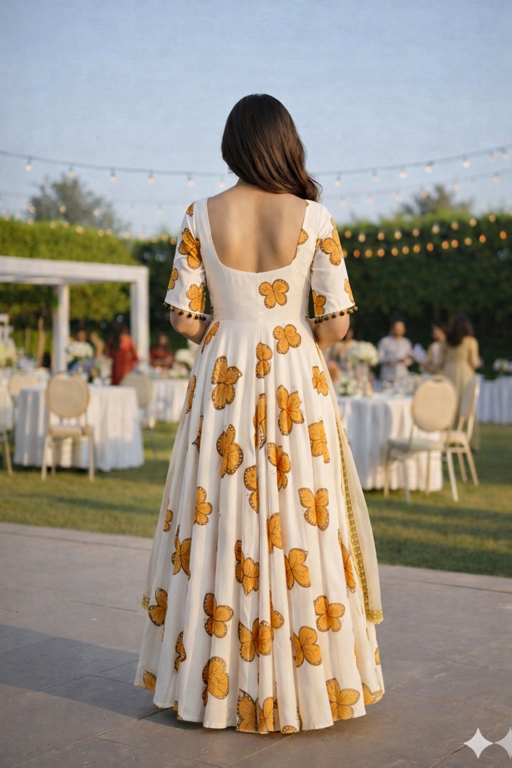 Hand-Painted Butterfly Georgette Anarkali