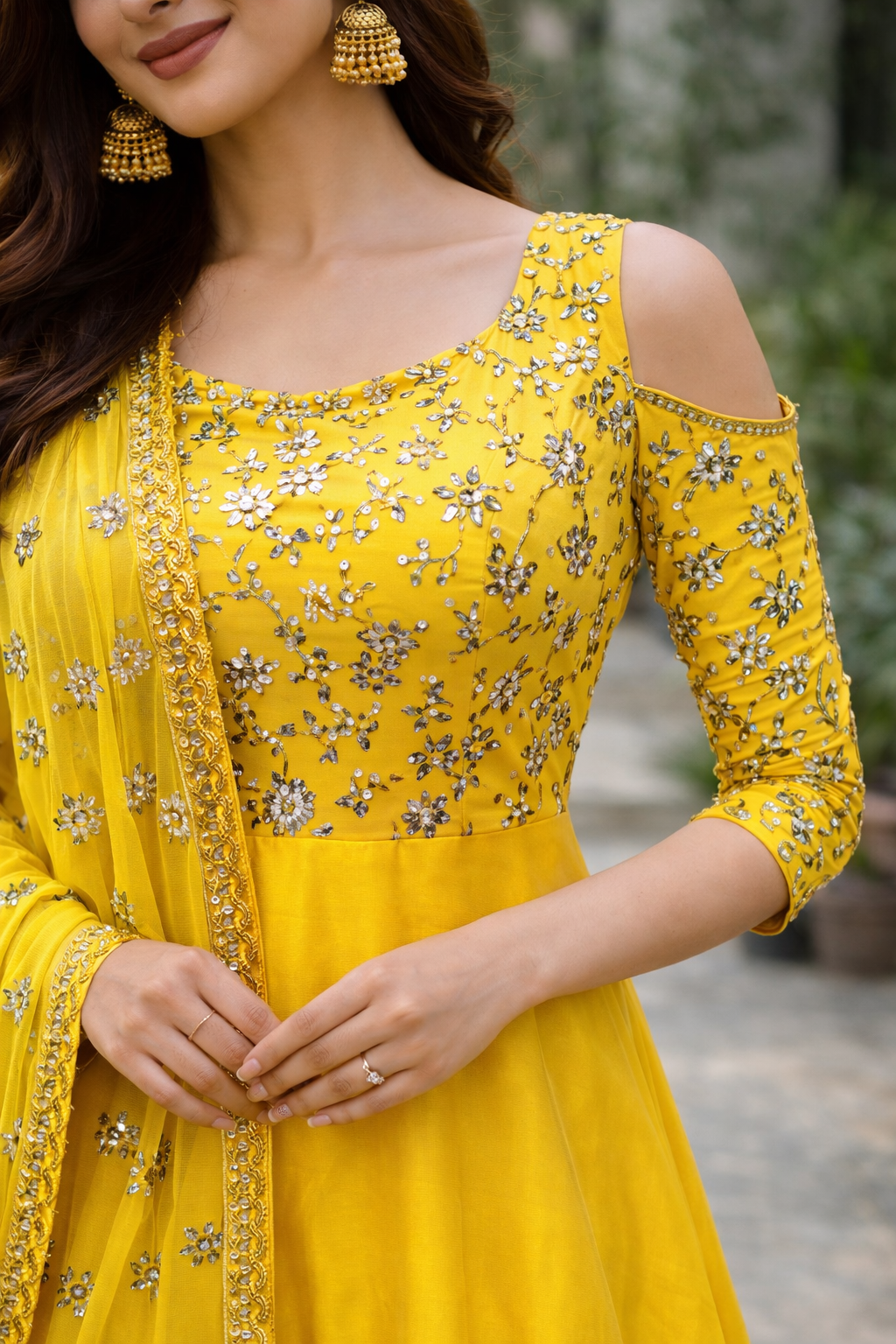 MBM Yellow Karva Chauth Anarkali