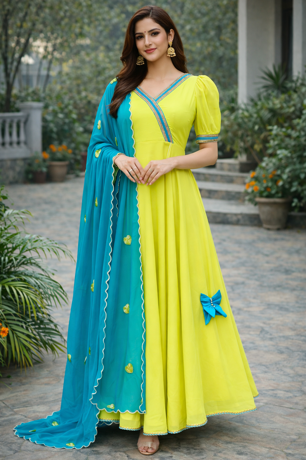 Pista Green - Turquoise Anarkali