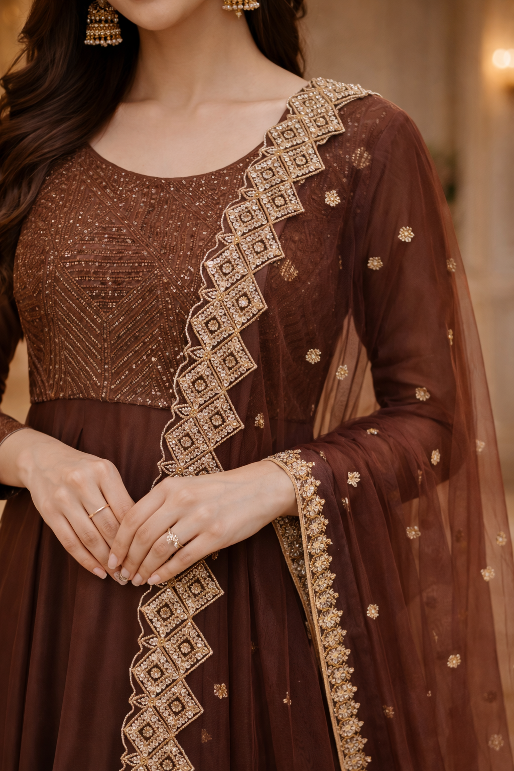 Chaandni Brown Anarkali