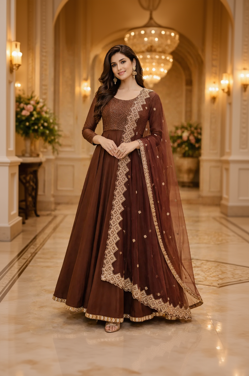 Chaandni Brown Anarkali
