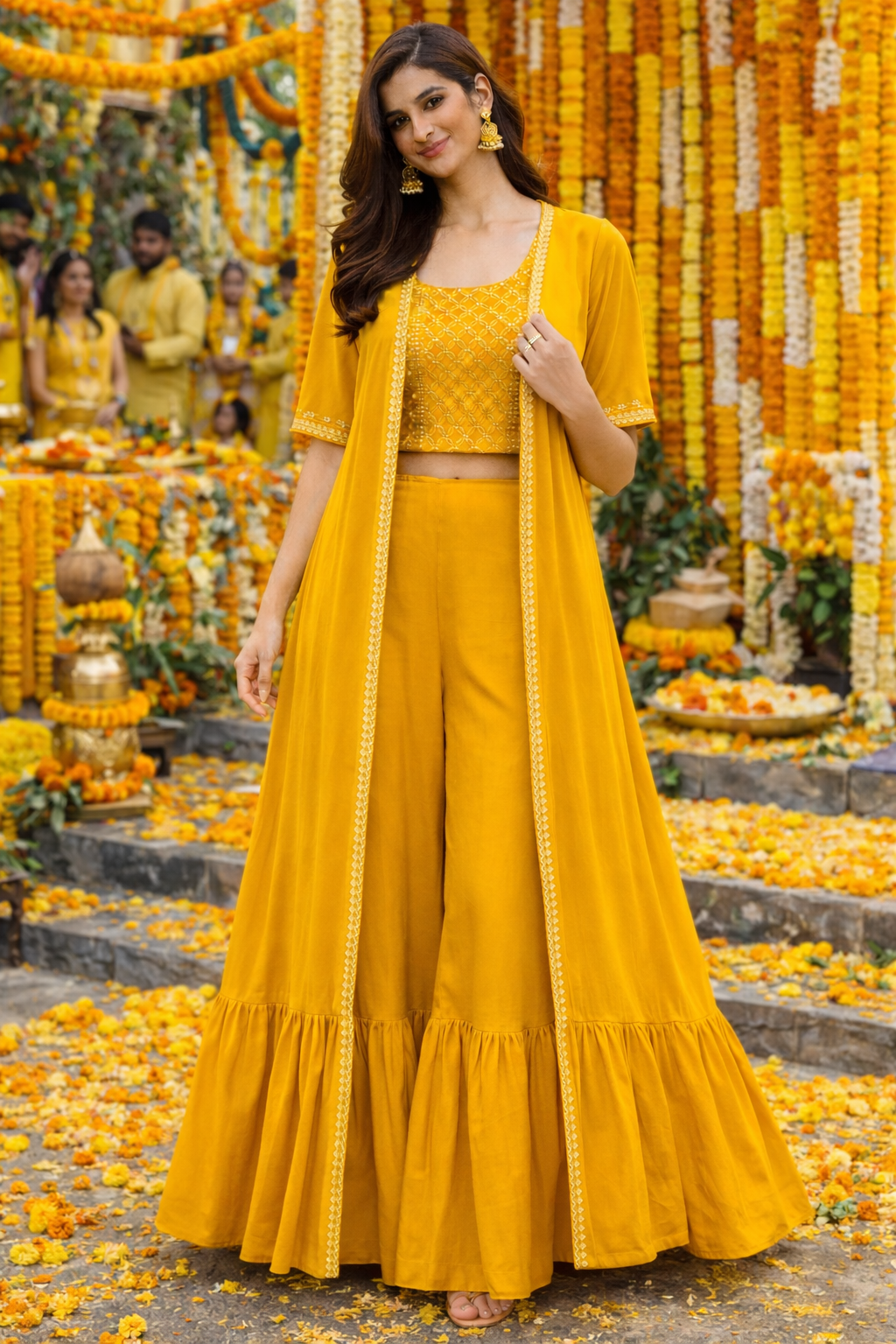 Mustard Garara Set With Shrug