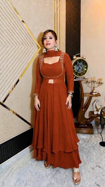 Rust Sharara Suit
