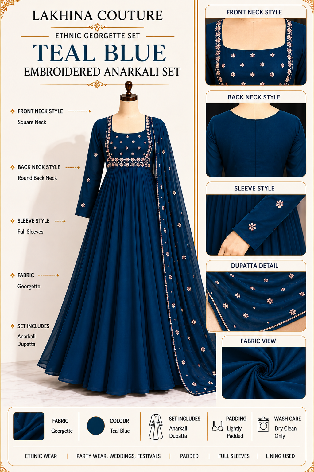 Teal Symphony Anarkali