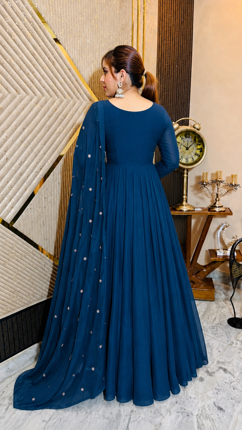 Teal Symphony Anarkali