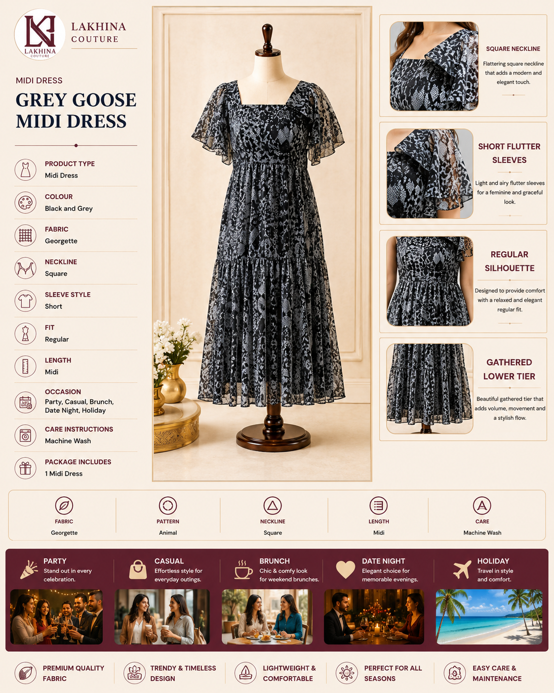 Grey Goose Midi Dress