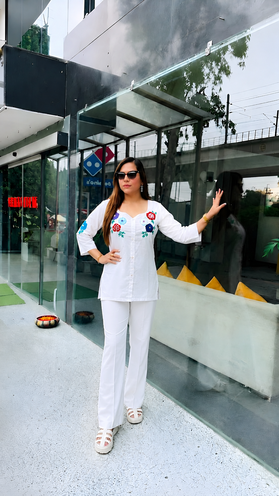 White Cotton Emb Top