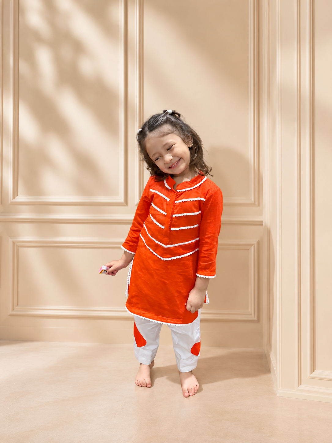 Little Love Orange Kurta Set