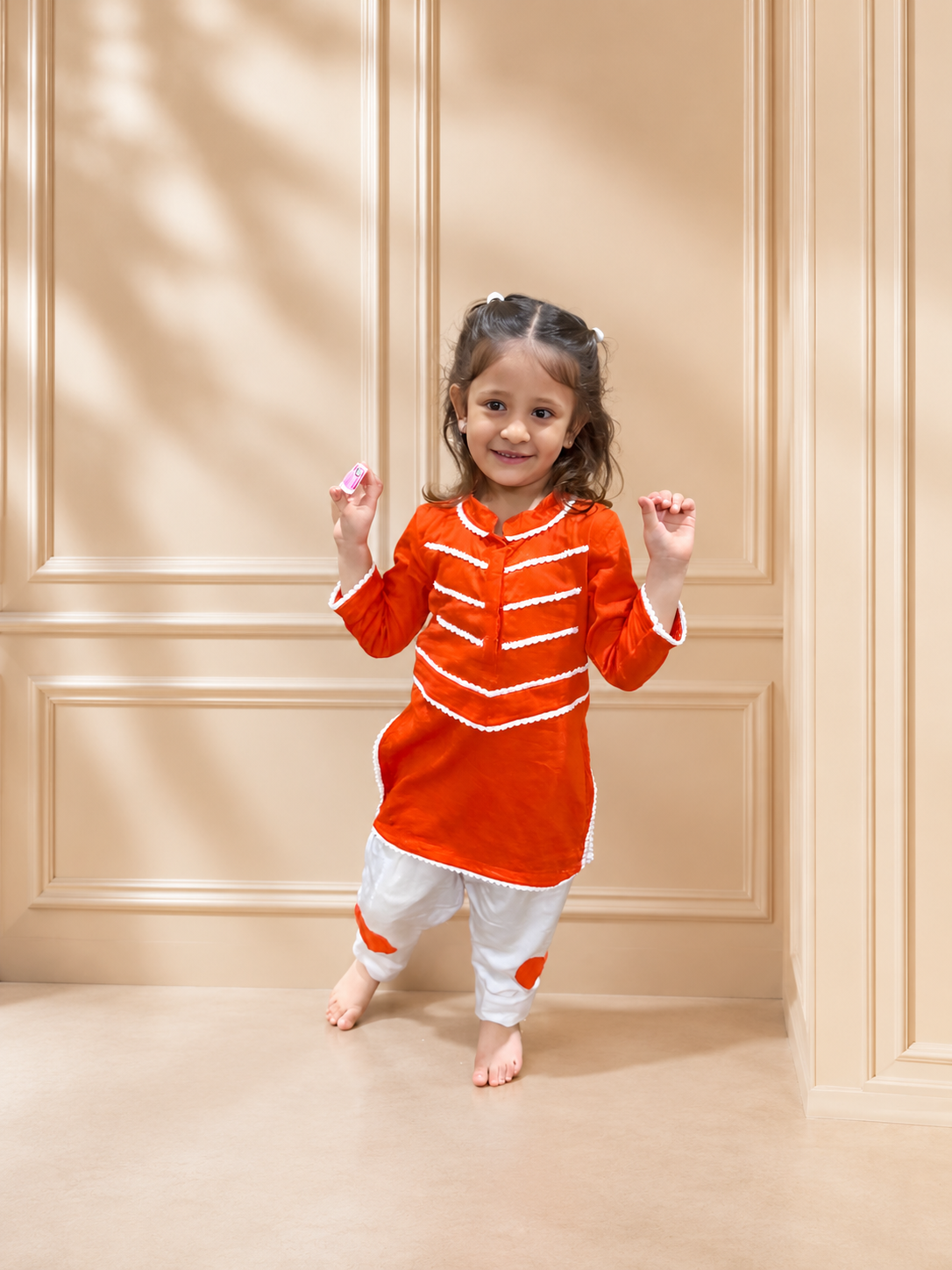 Little Love Orange Kurta Set
