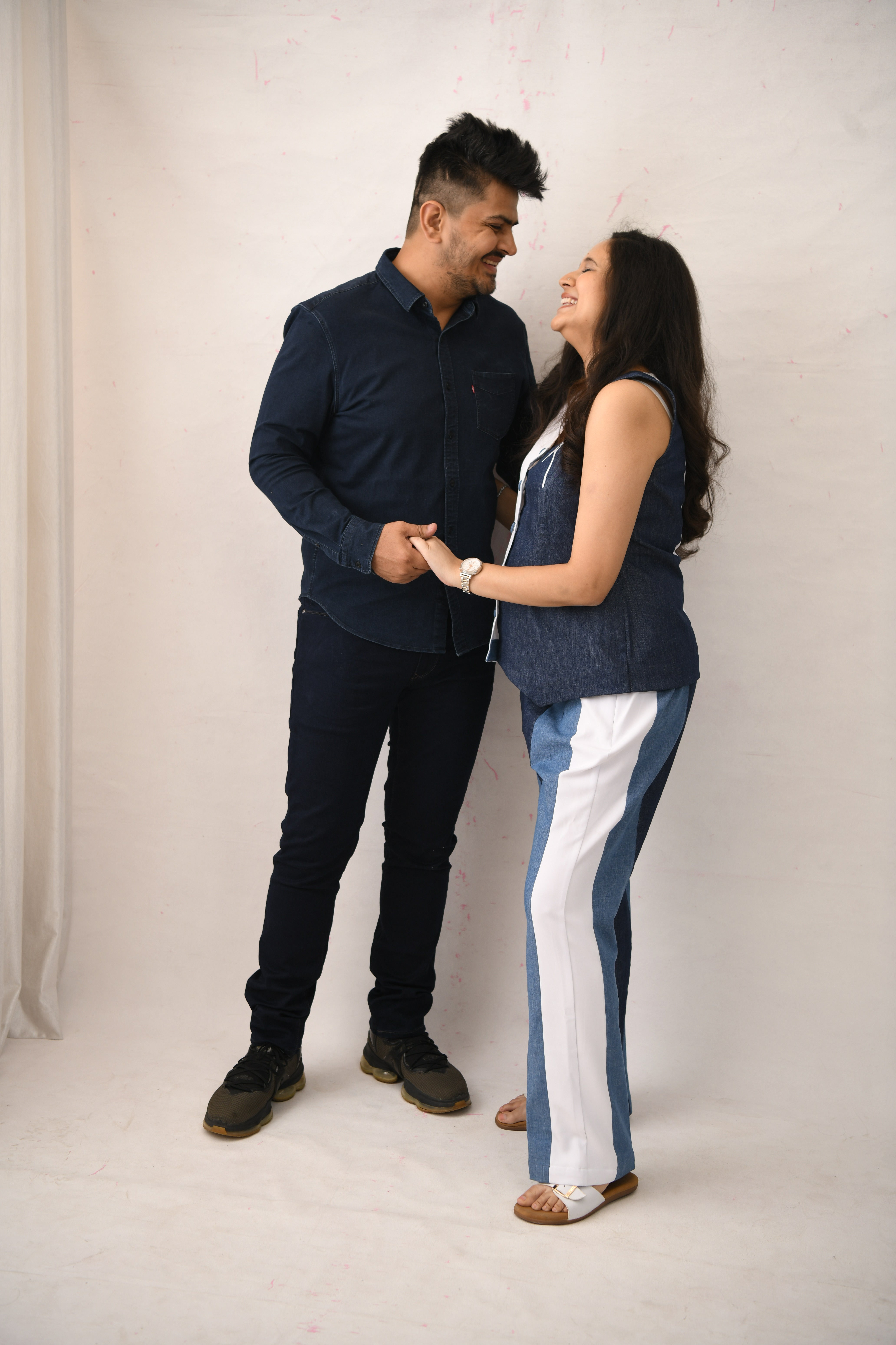 Denim Contrast Maternity Co-ord Set