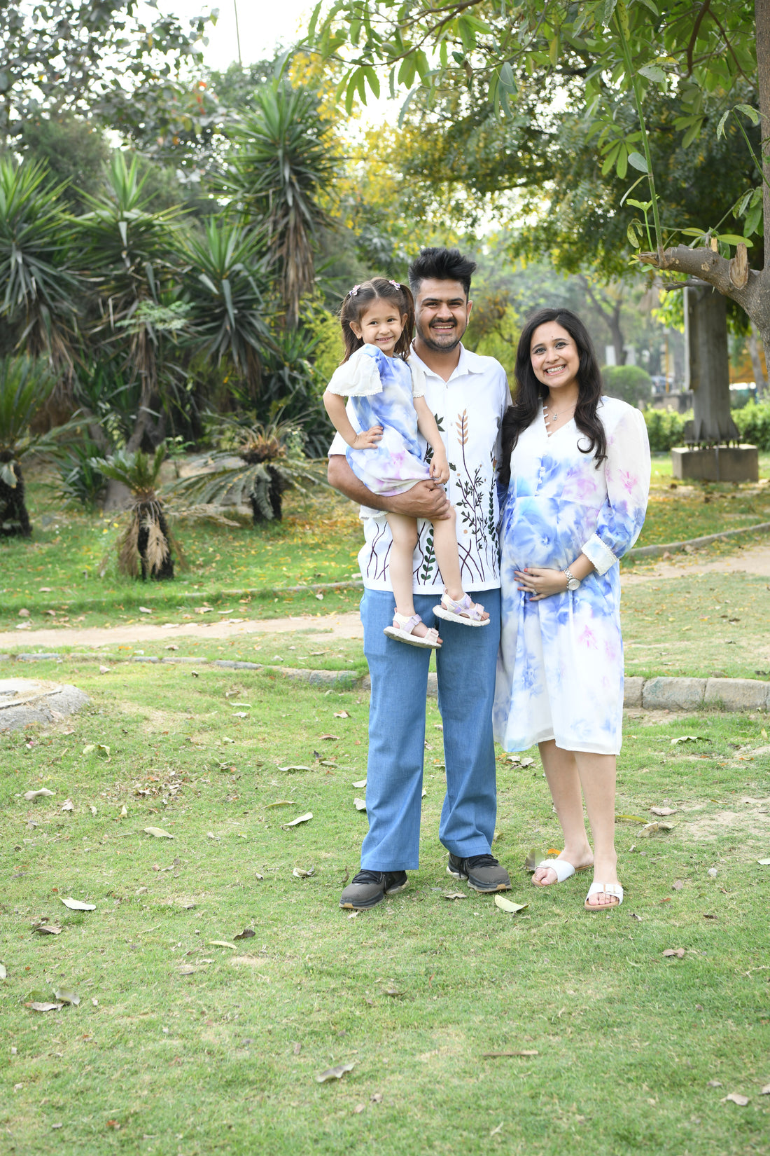 White Floral Georgette Midi Dress