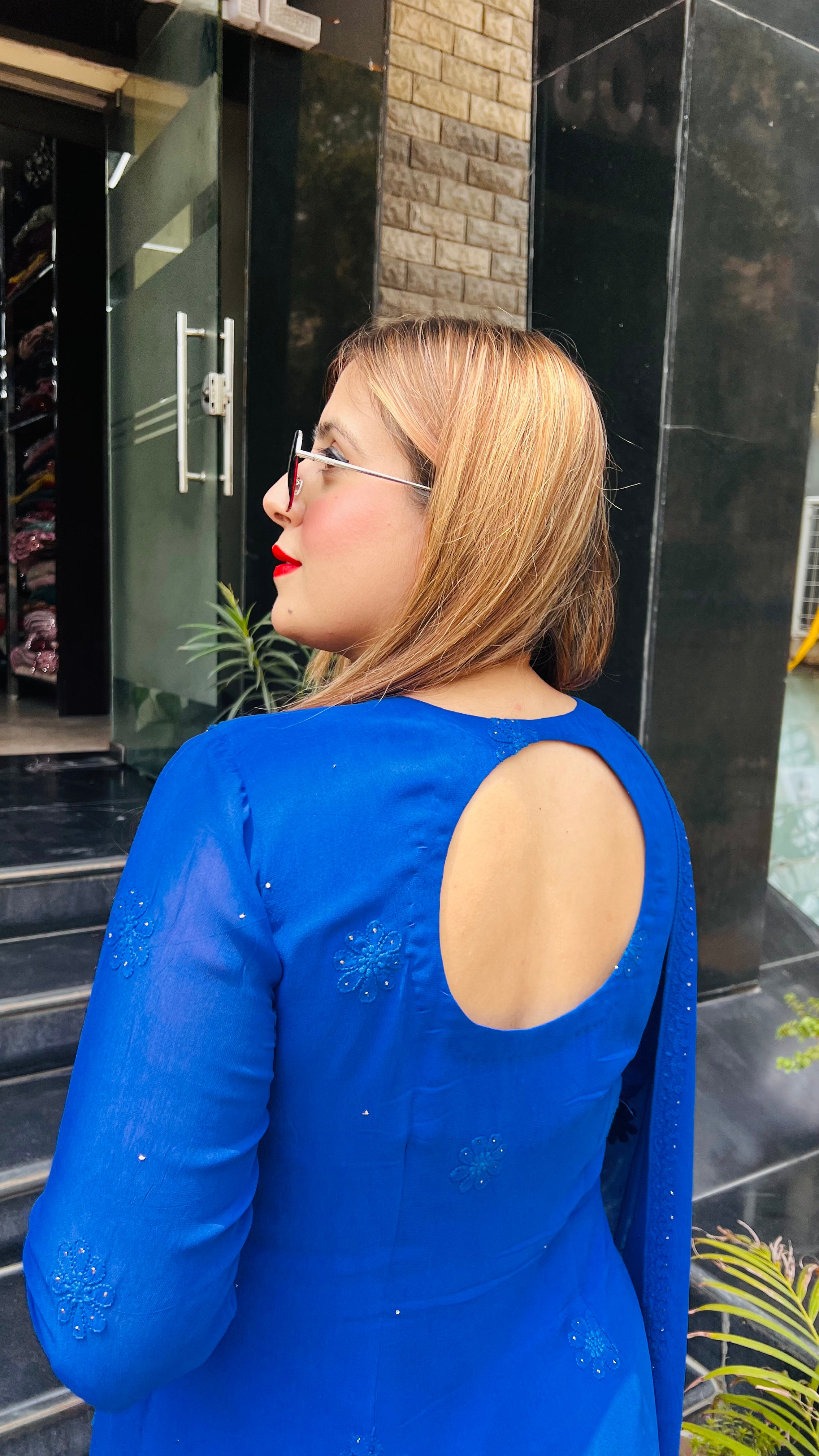 Pure Chikankari Royal Blue Suit