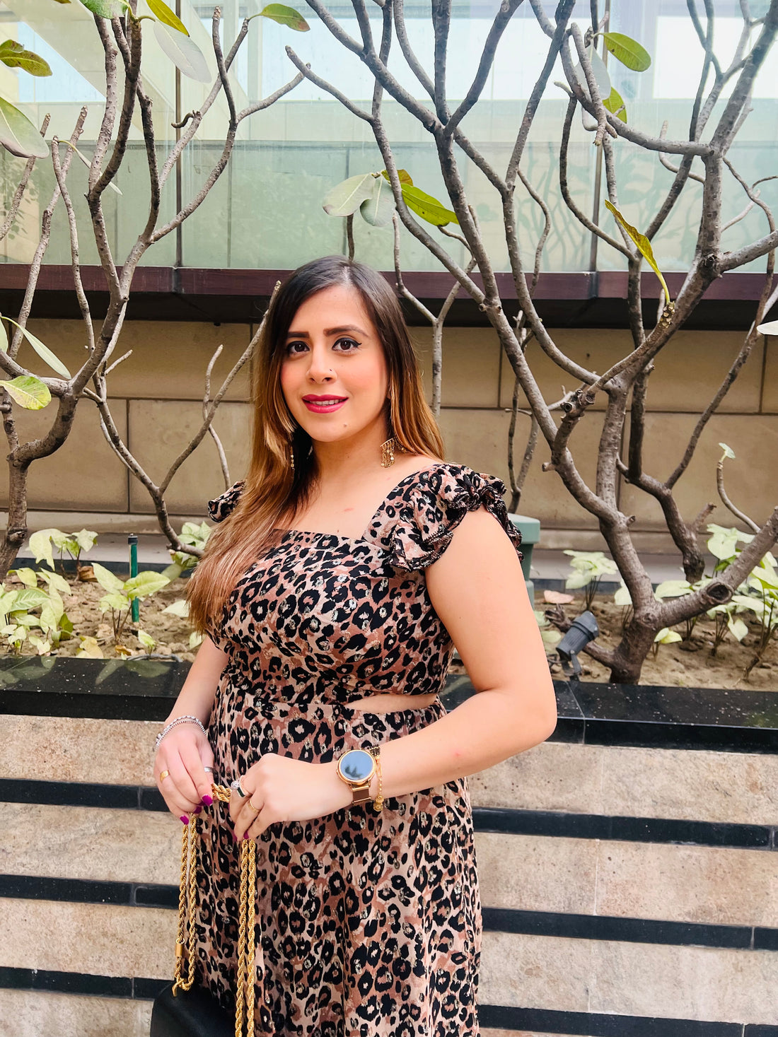 Brown Cheetah Mama Lurex Dress