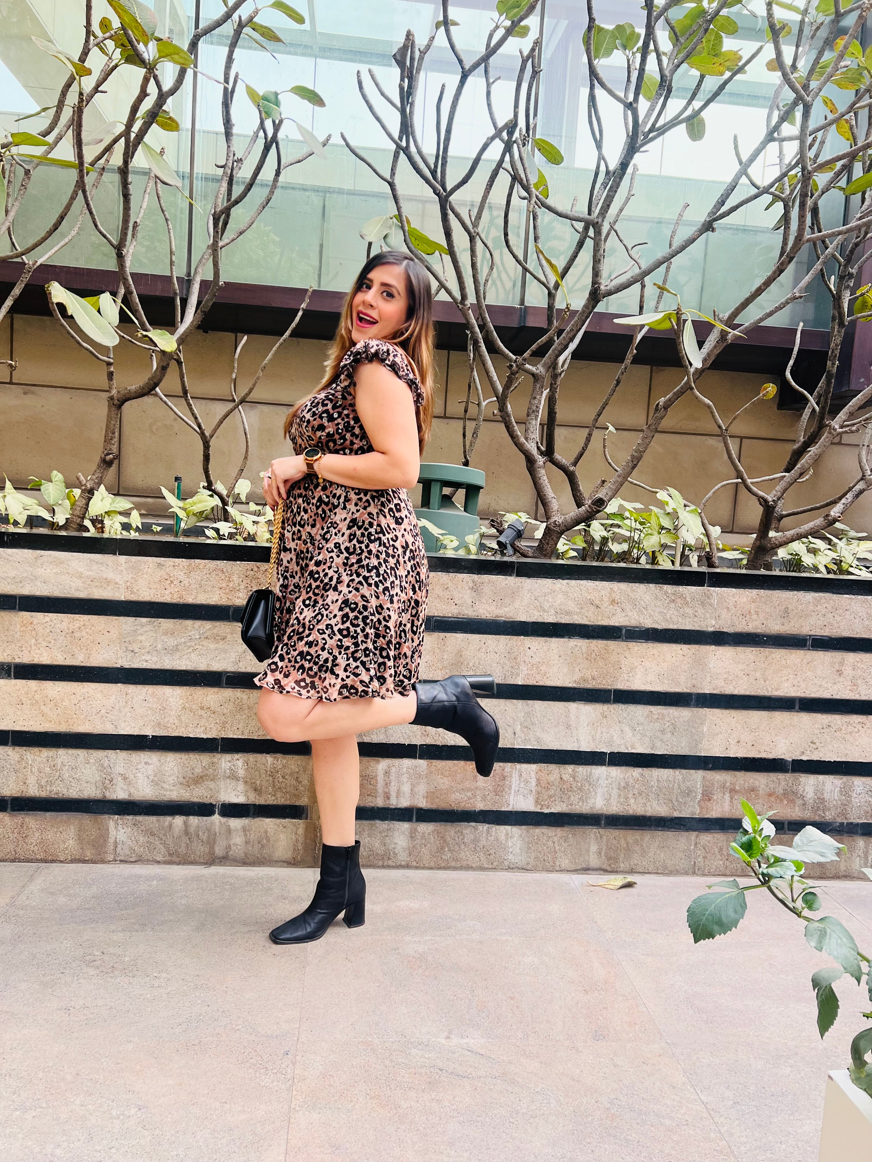 Brown Cheetah Mama Lurex Dress