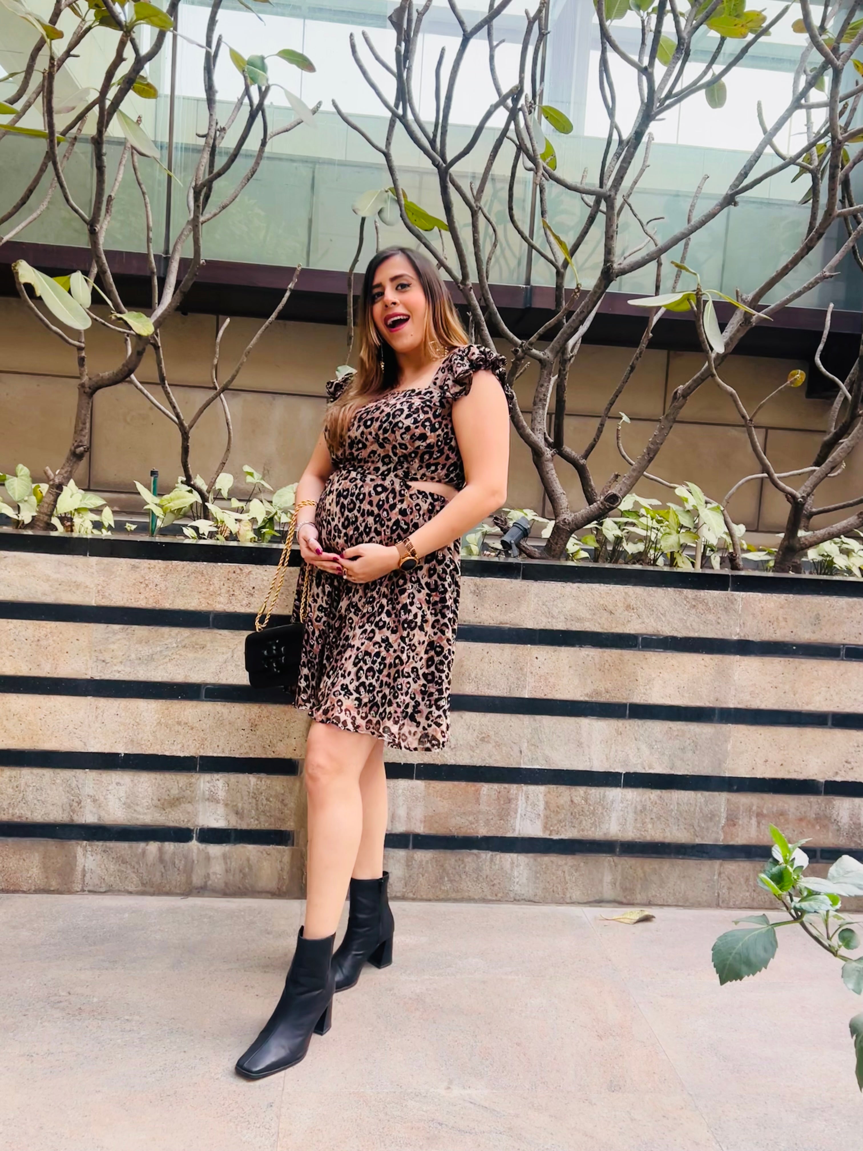 Brown Cheetah Mama Lurex Dress