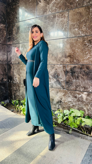 Emerald Rib Knit Maxi Dress + Shrug