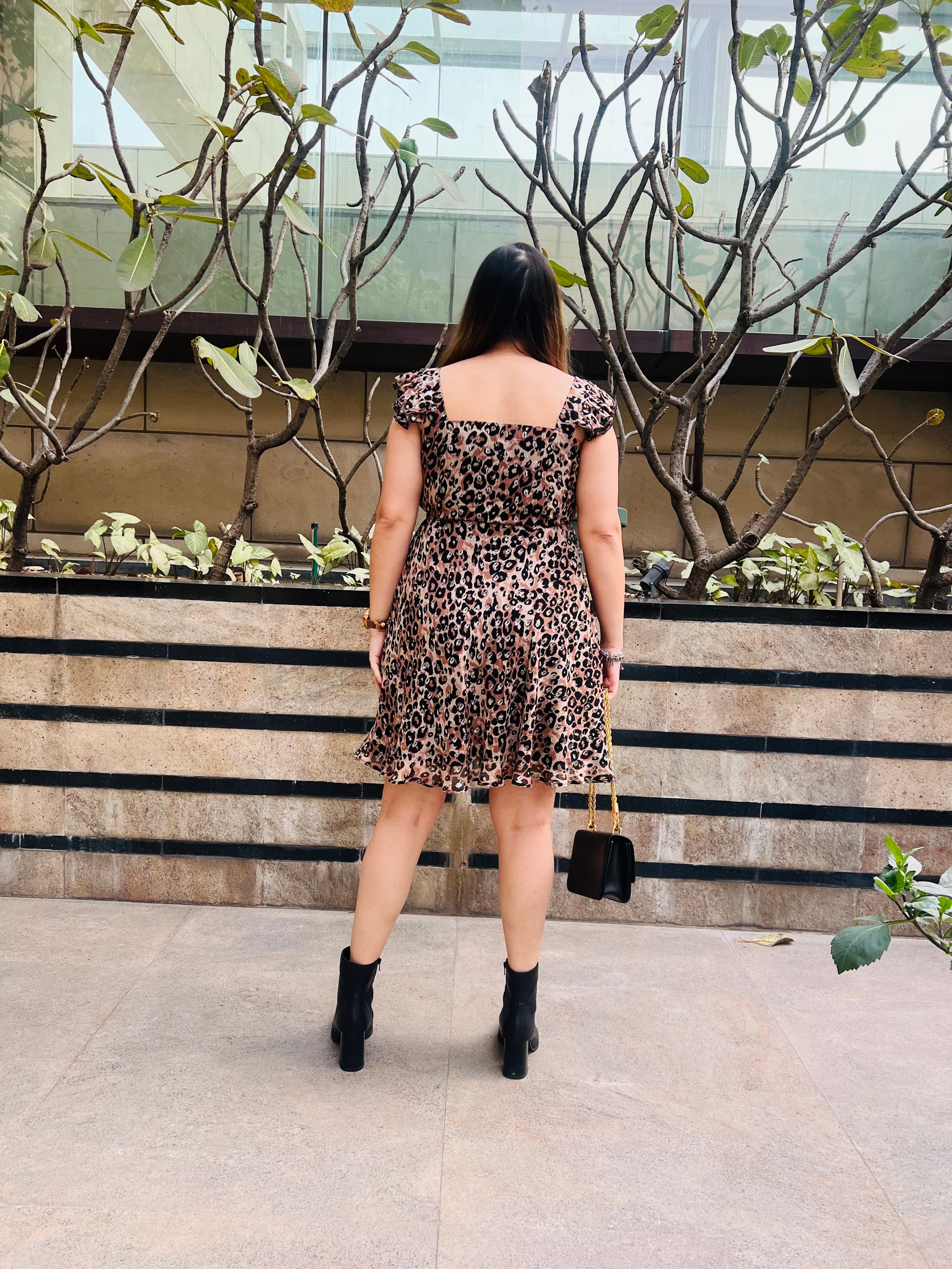Brown Cheetah Mama Lurex Dress