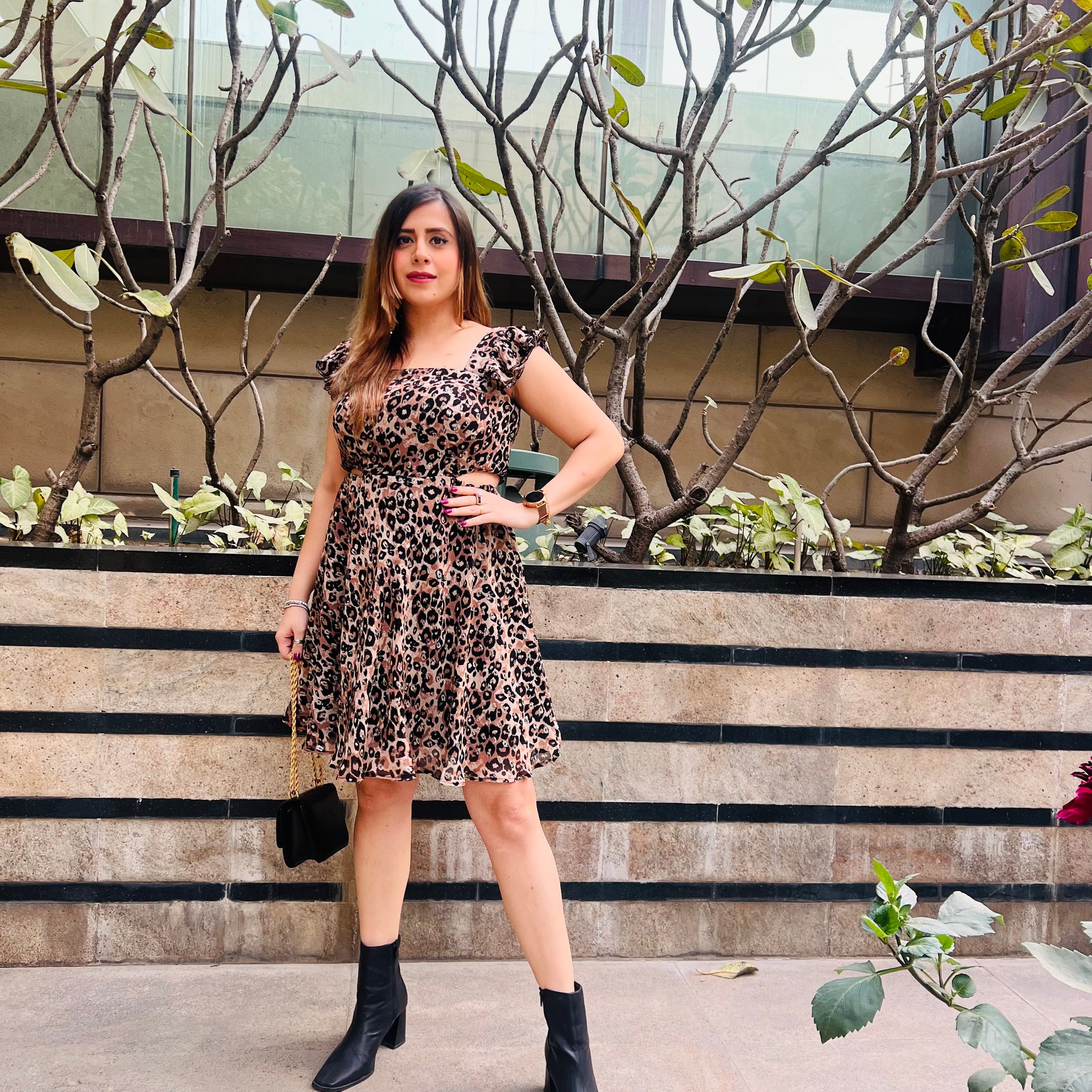 Brown Cheetah Mama Lurex Dress