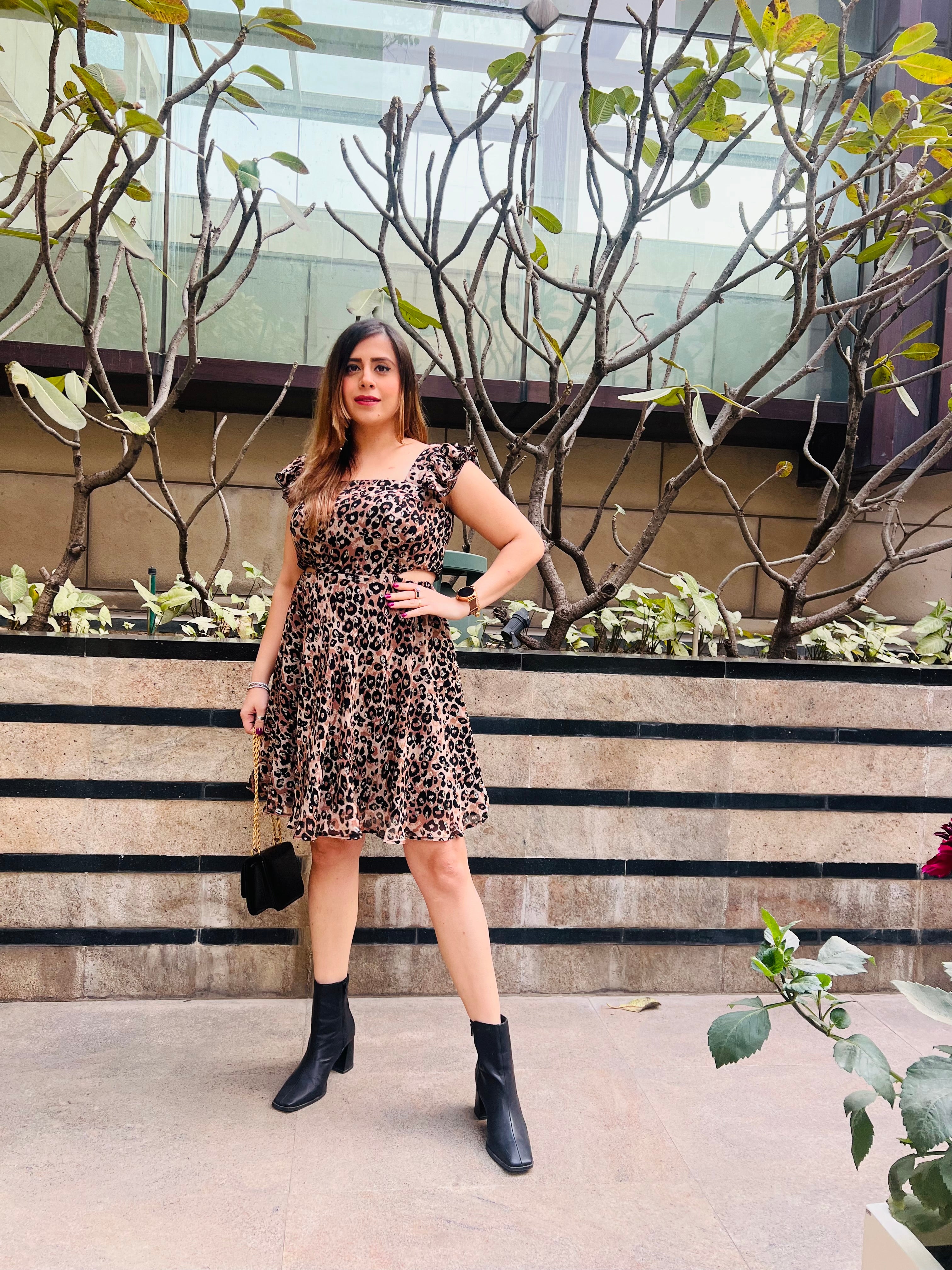 Brown Cheetah Mama Lurex Dress