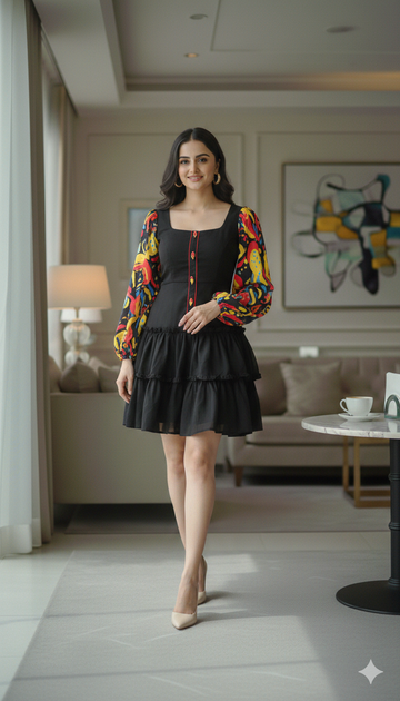Black Handpainted Dress