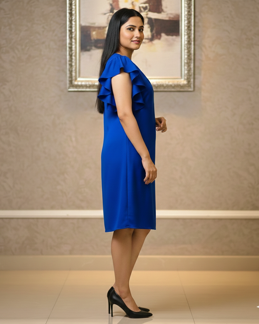 Royal Blue Solid Designer Dress