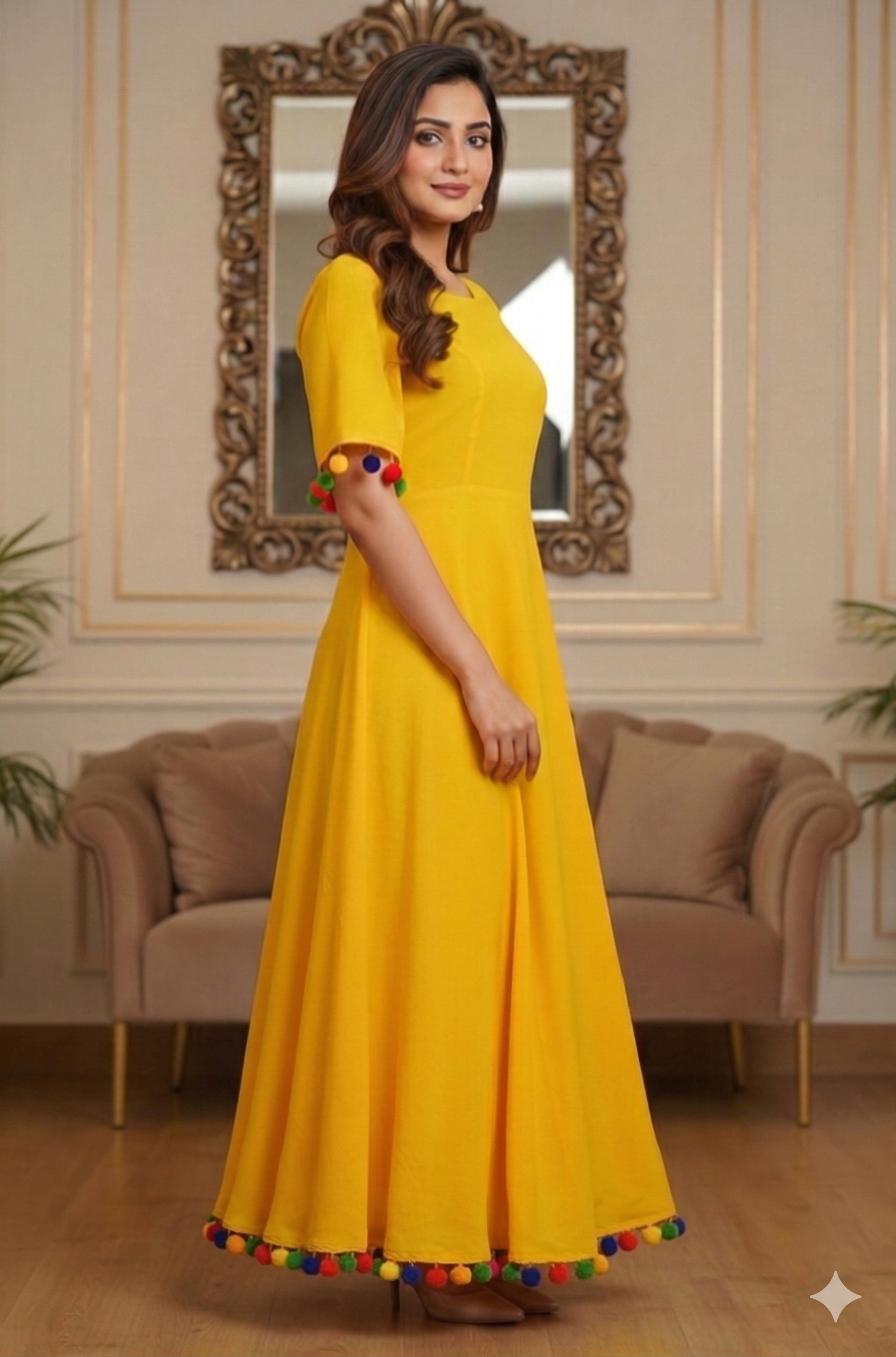 Sunshine Yellow Haldi Maxi | Party Wear Maxi Dress