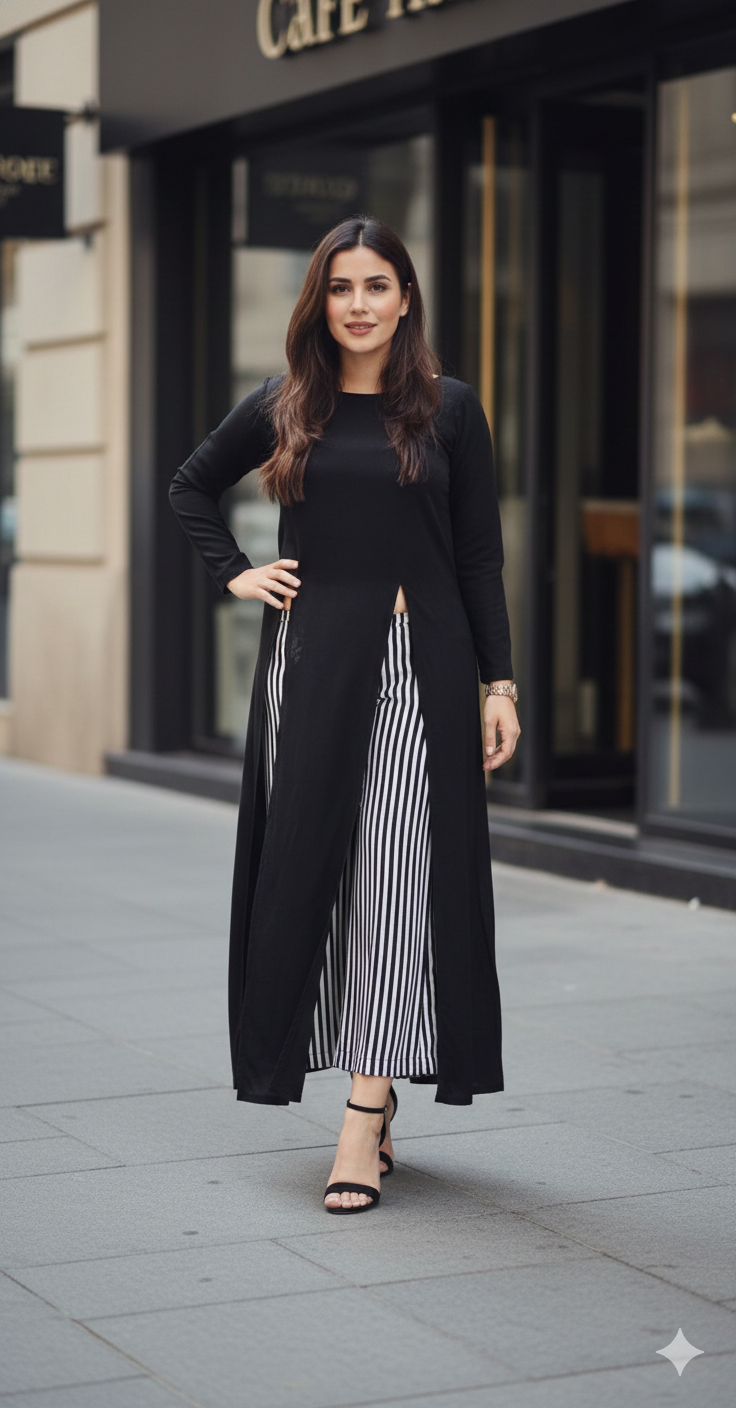 Black Slit Top