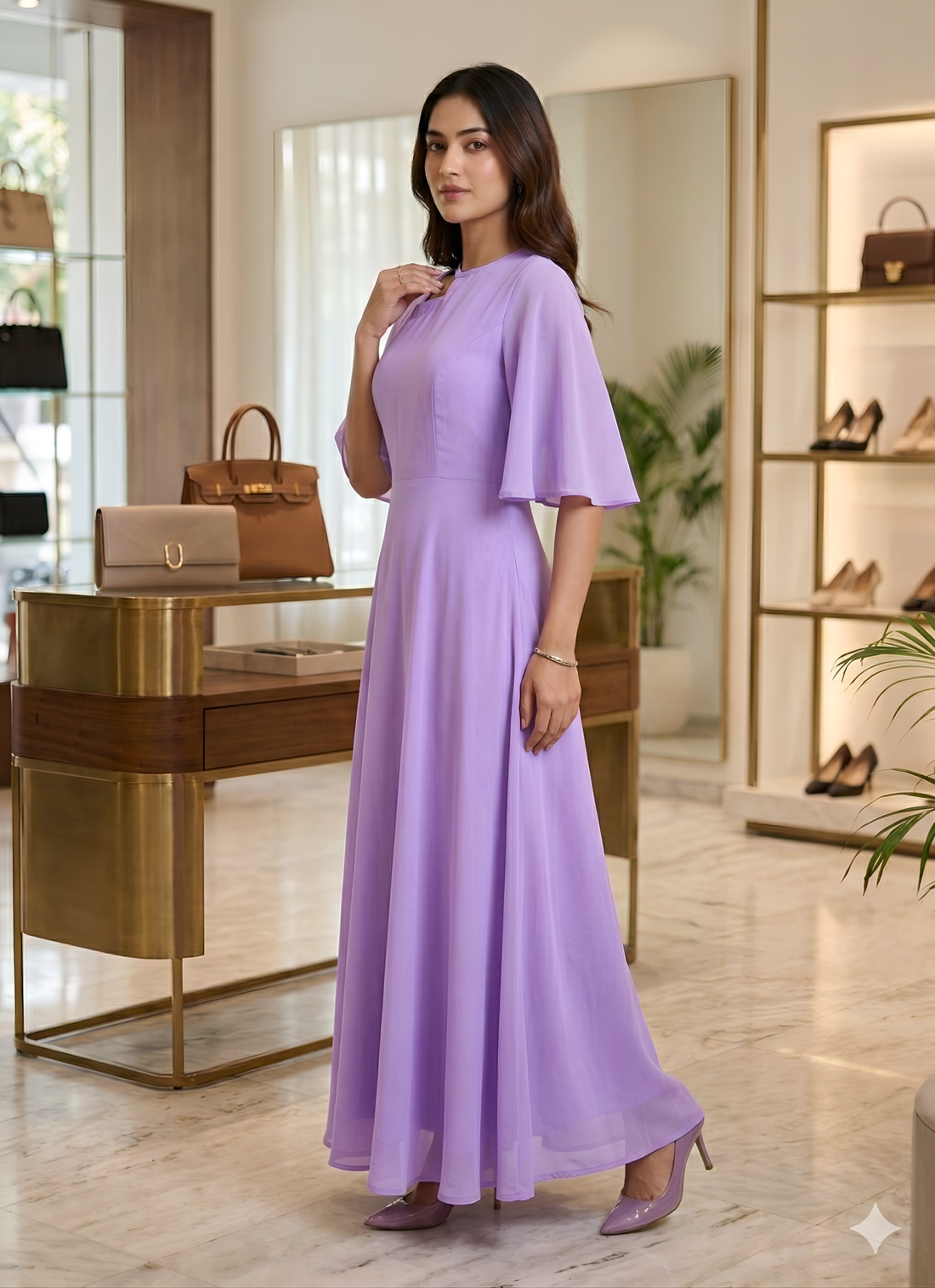 Solid Lavender Maxi Dress