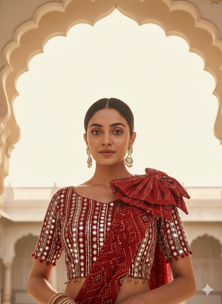 Red Bandhani Lehenga