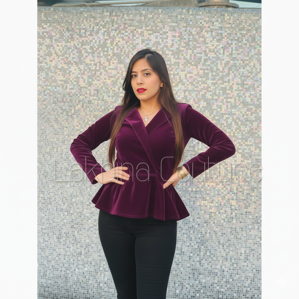 Wine Peplum Top