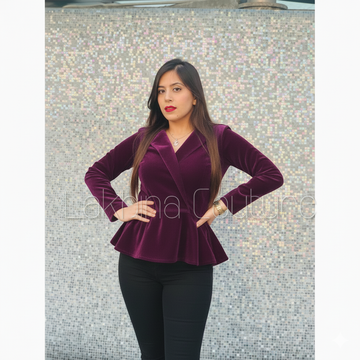 Wine Peplum Top