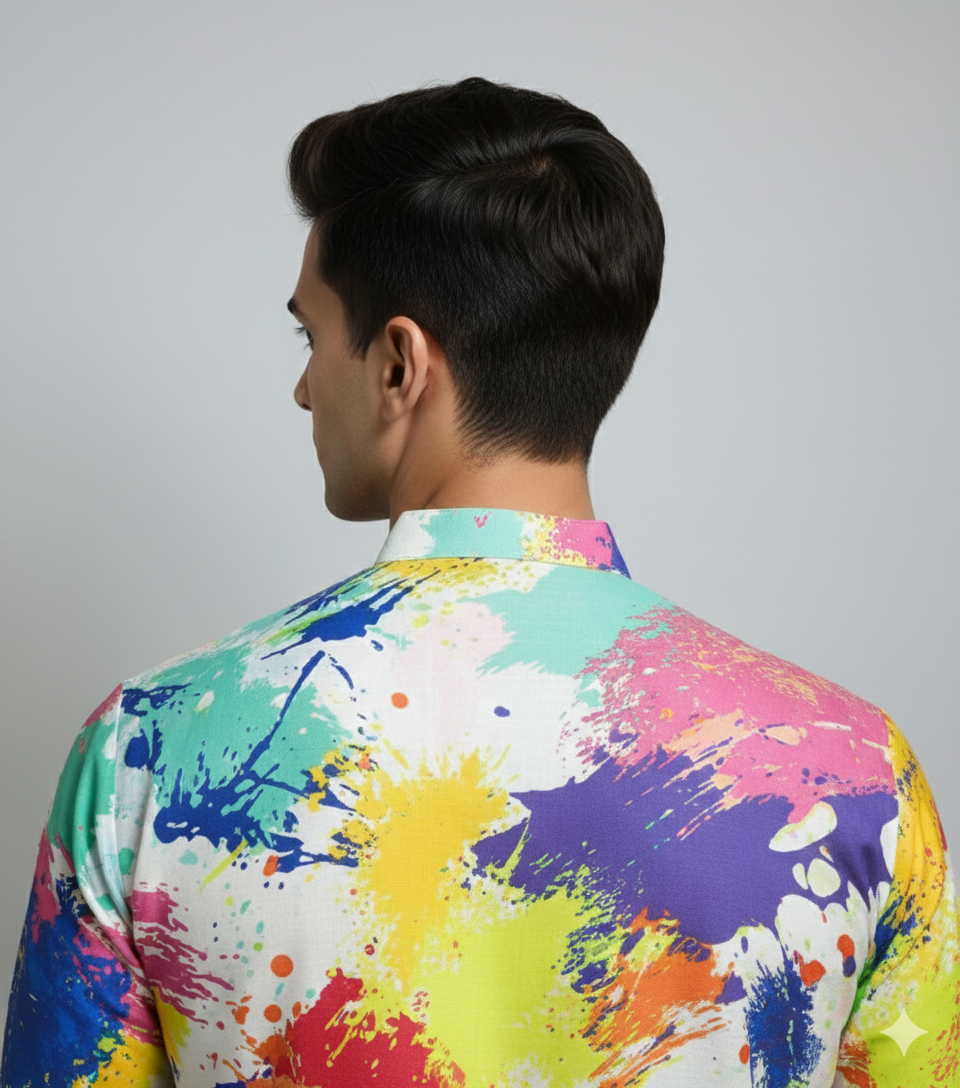 Men’s Multicolor Holi Splash Print Kurta | Lakhina Couture - Look 2