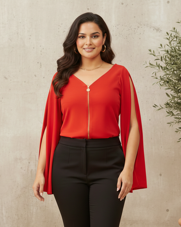 Red Crepe Top