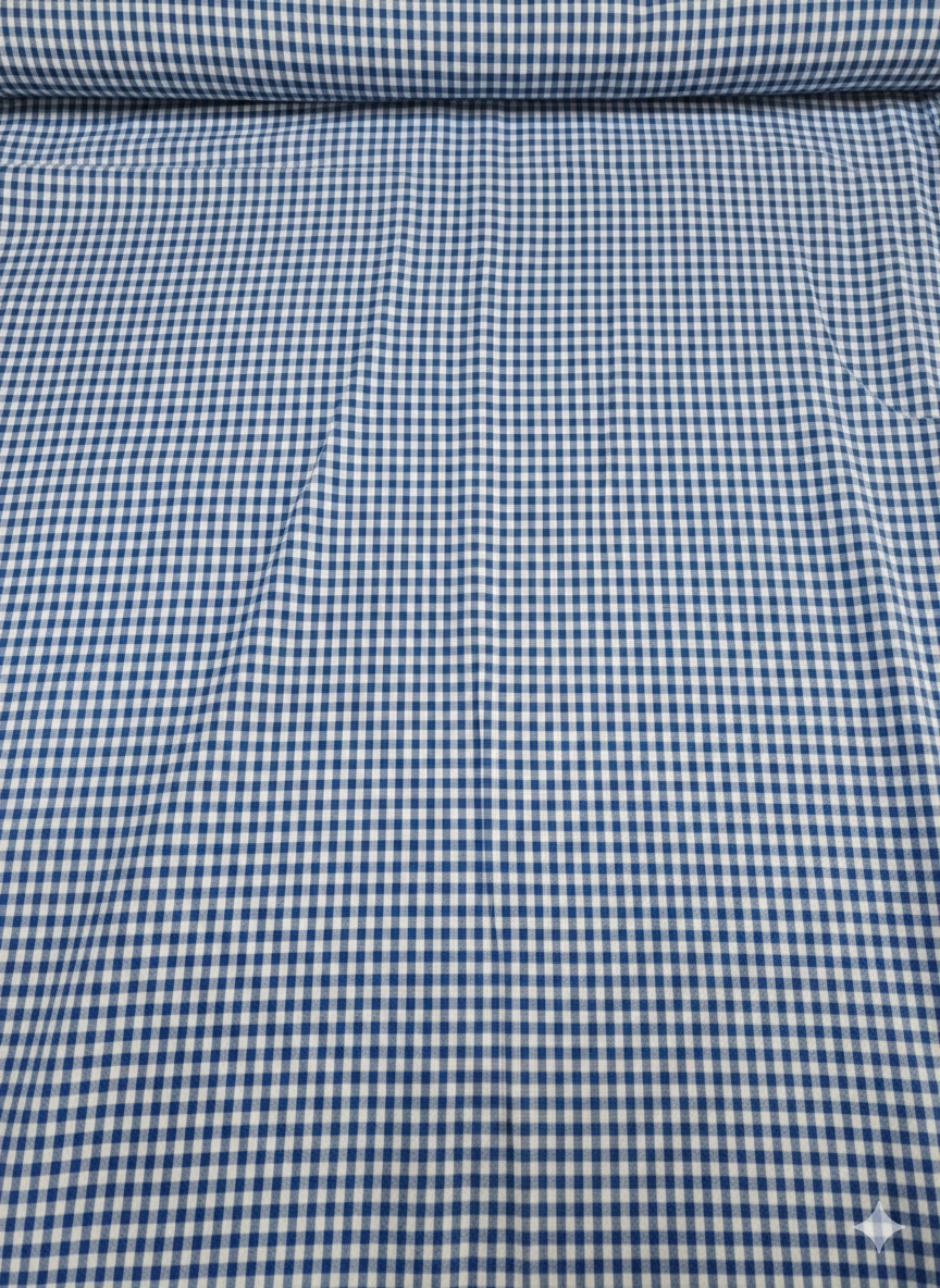 Classic blue and white checkered cotton Fabric