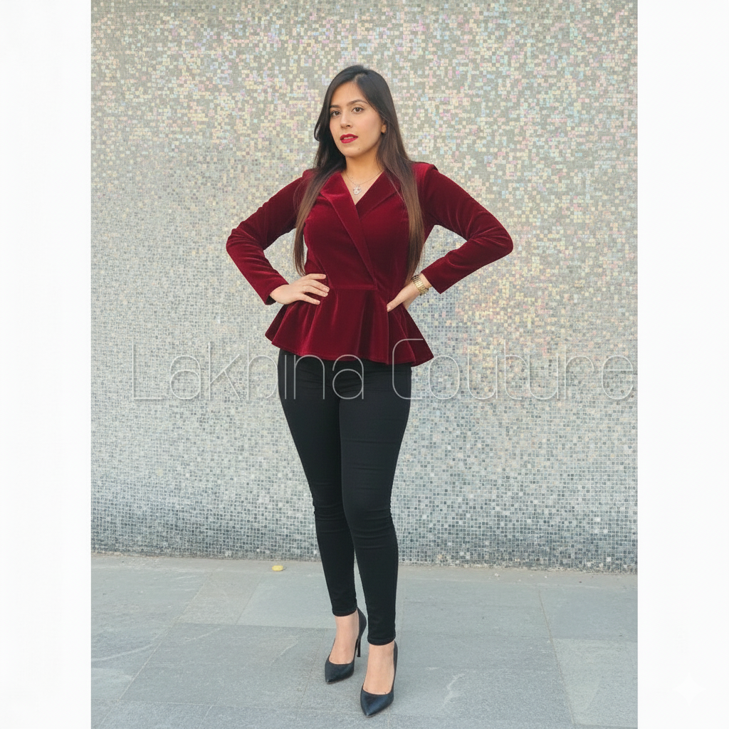 Maroon Peplum Top