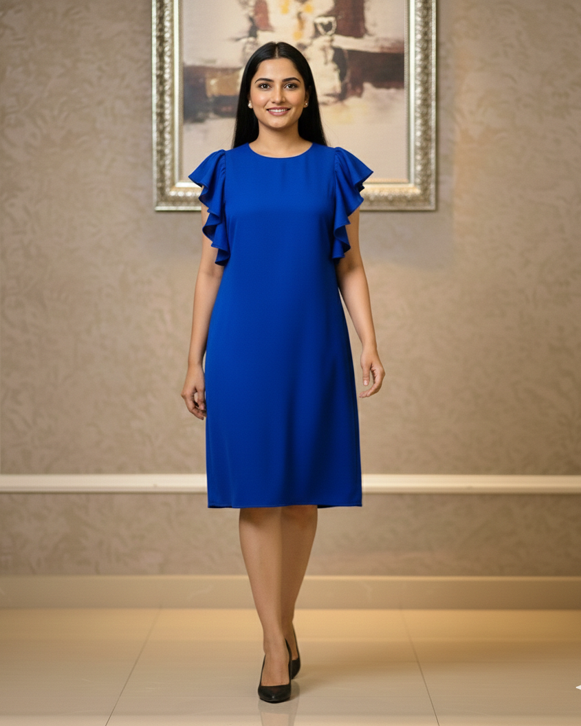Royal Blue Solid Designer Dress