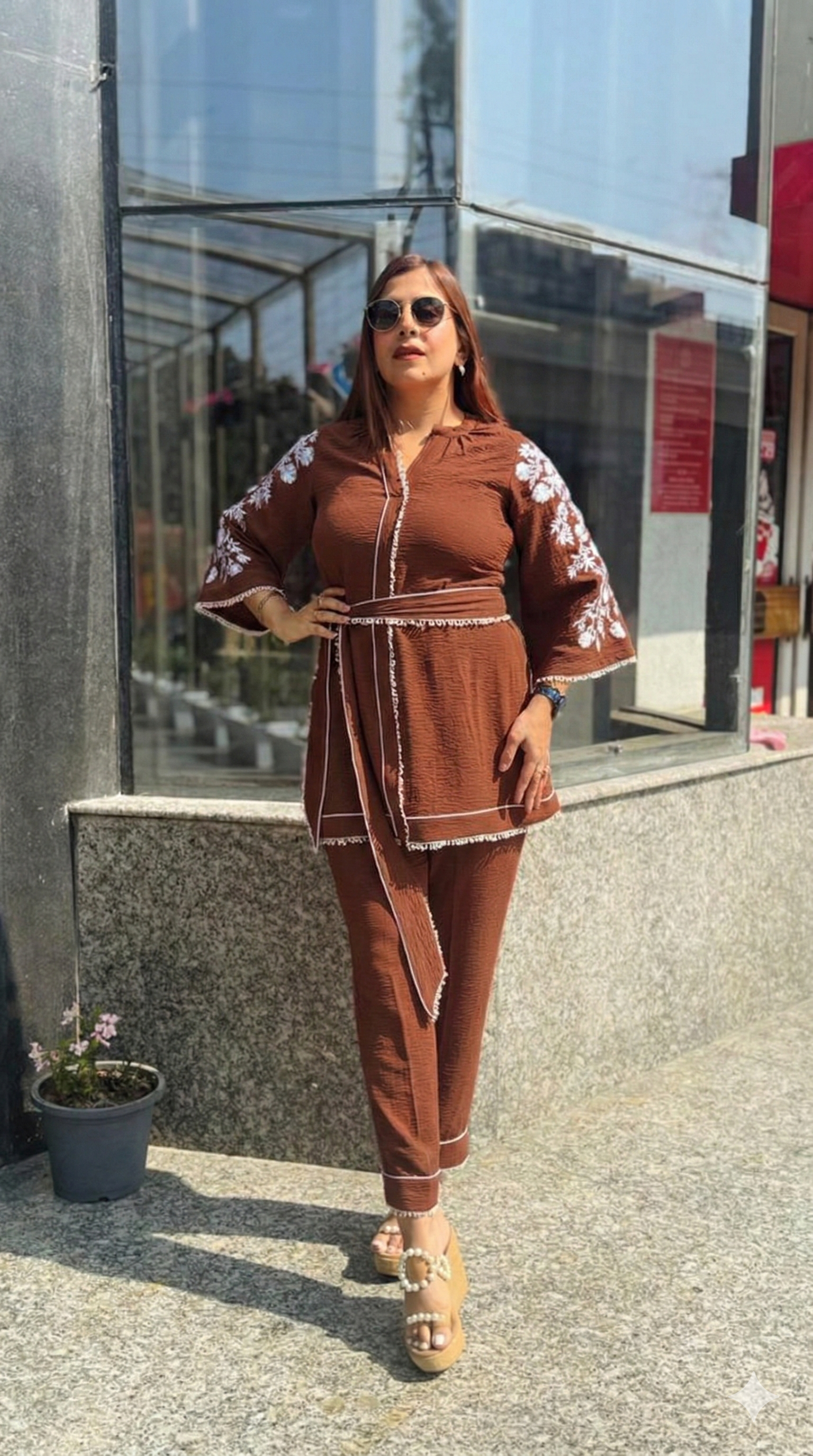 Rust Cotton Linen Crush Co-Ord | Lakhina Couture - Look 14