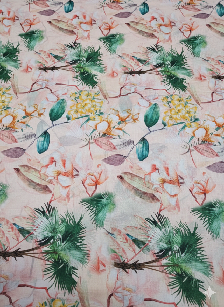 Multicolour Pastel Floral Chiffon Fabric