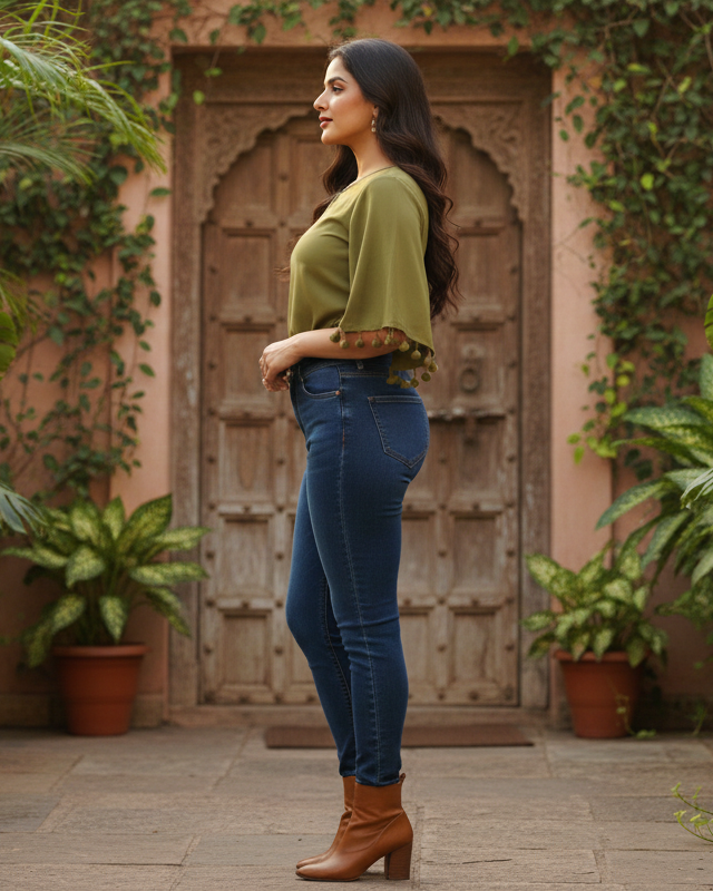 Olive Crepe Top
