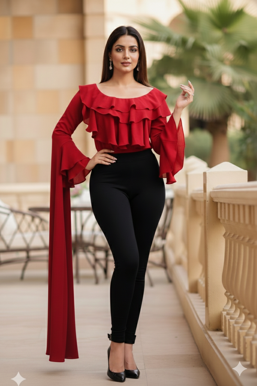 Maroon Crepe Top