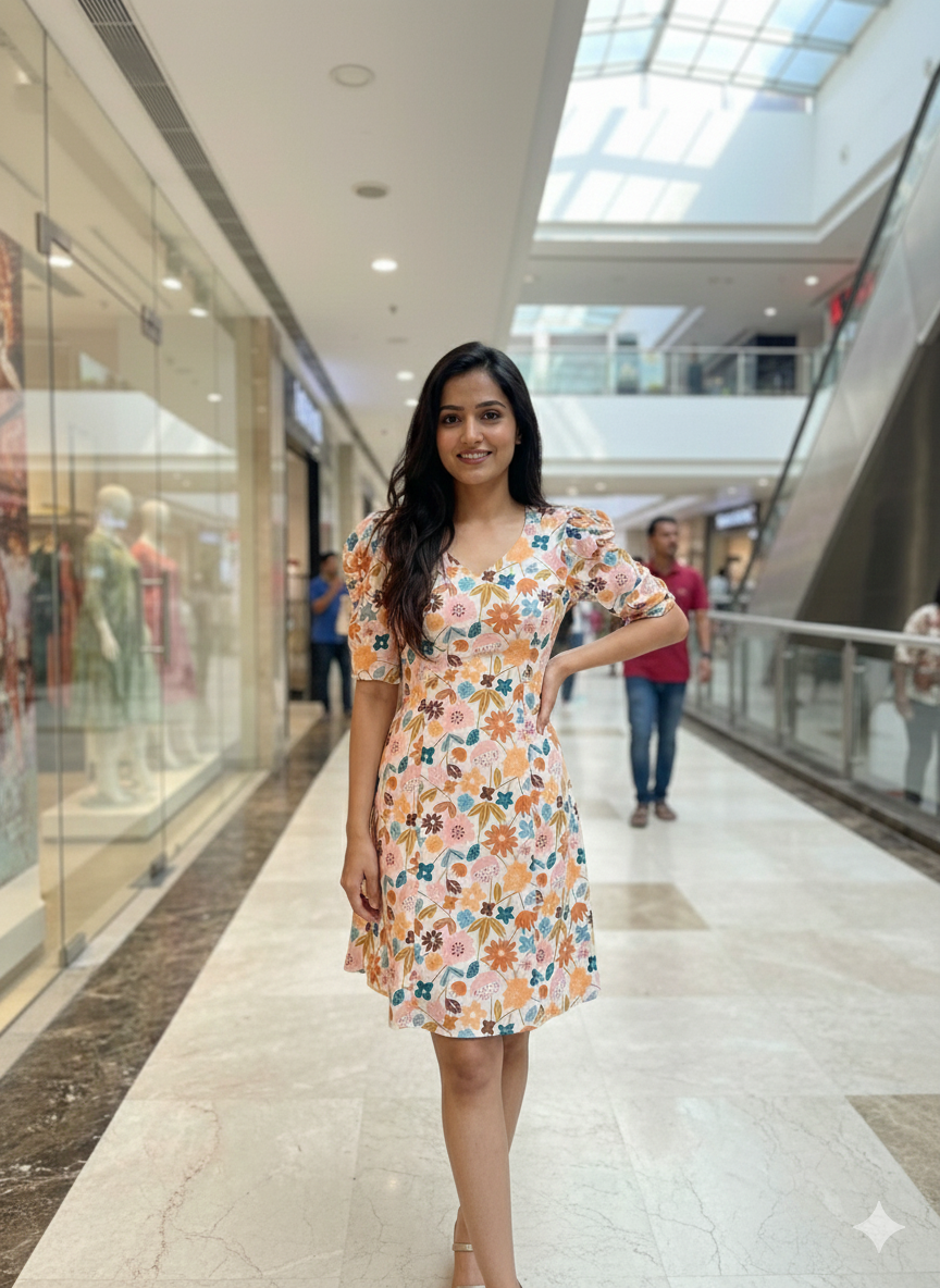 Multi Floral Flower Dress