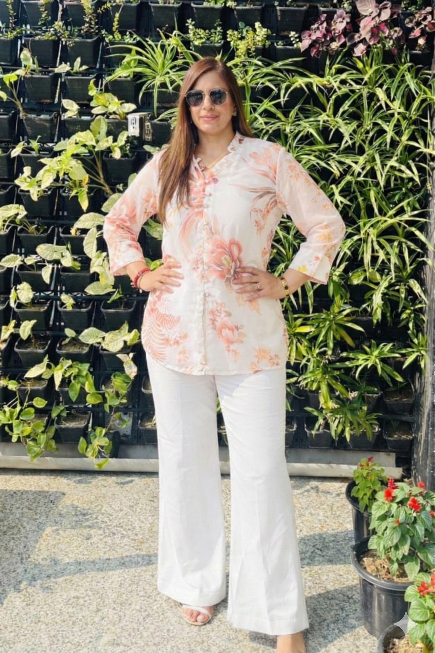Cream Floral Top