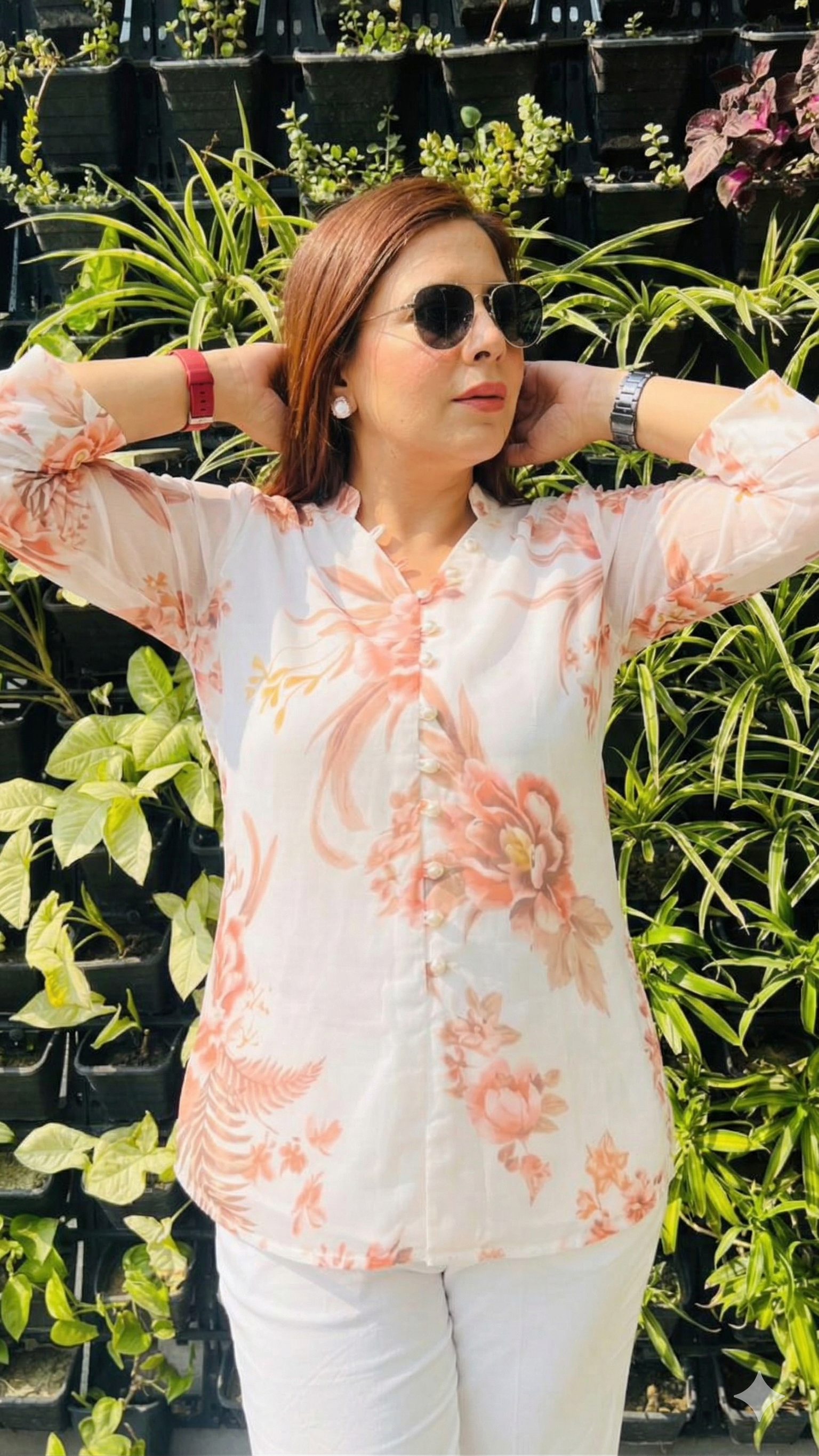 Cream Floral Top