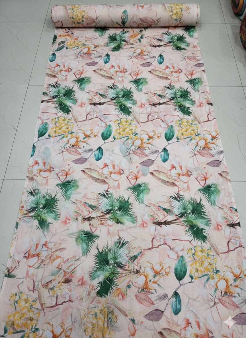 Multicolour Pastel Floral Chiffon Fabric