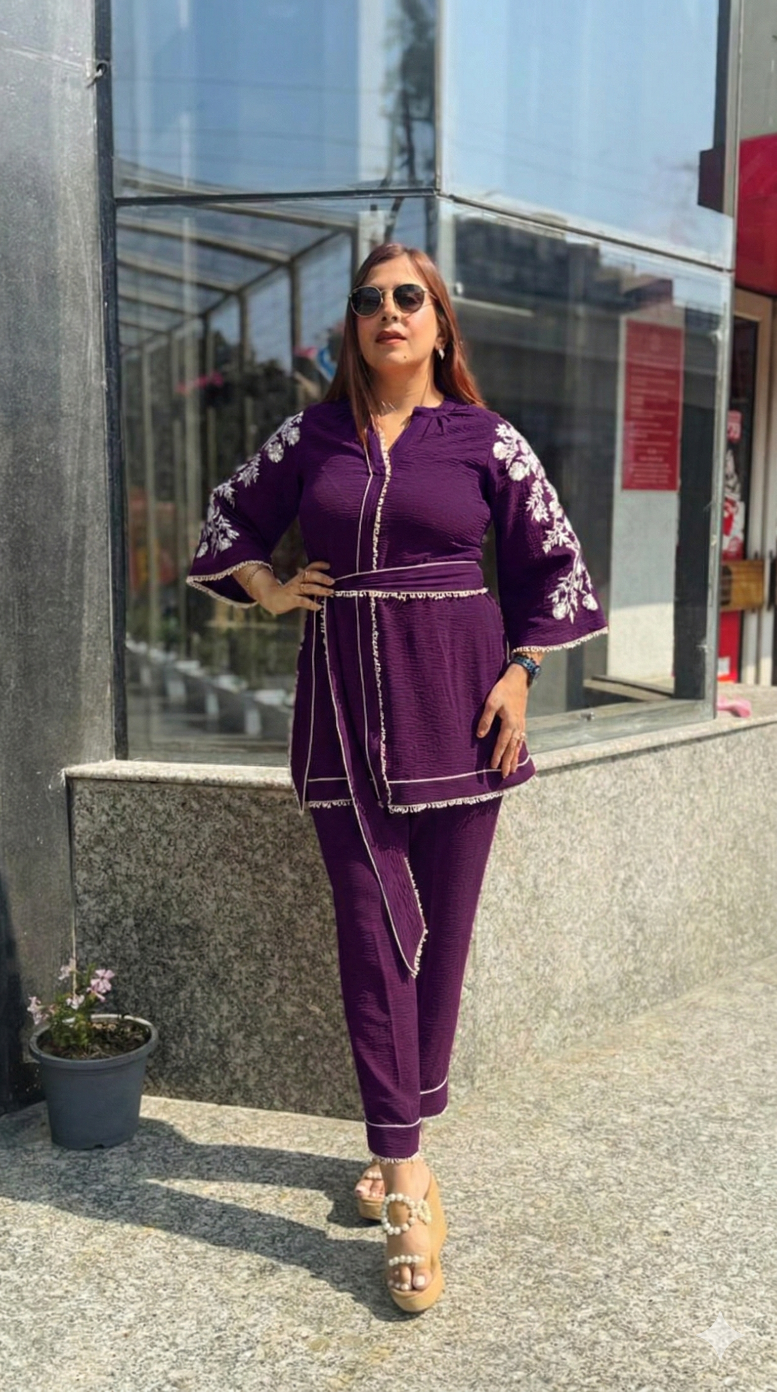Rust Cotton Linen Crush Co-Ord | Lakhina Couture - Look 15