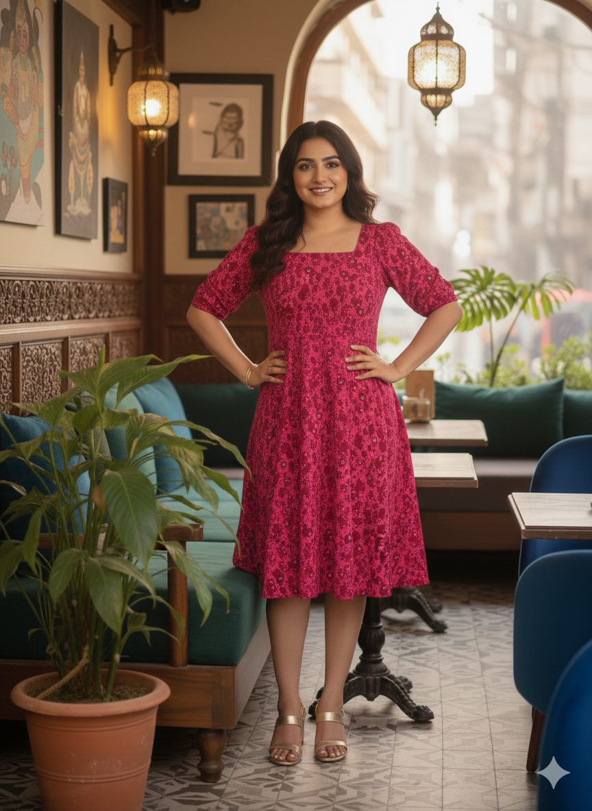 Pink Cheetah Lurex Midi