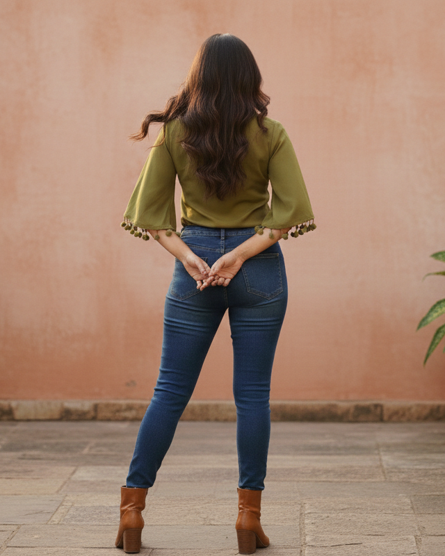 Olive Crepe Top