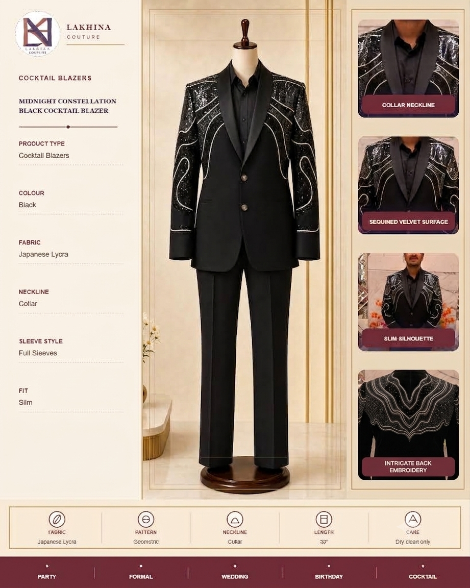 Midnight Constellation Black Cocktail Blazer