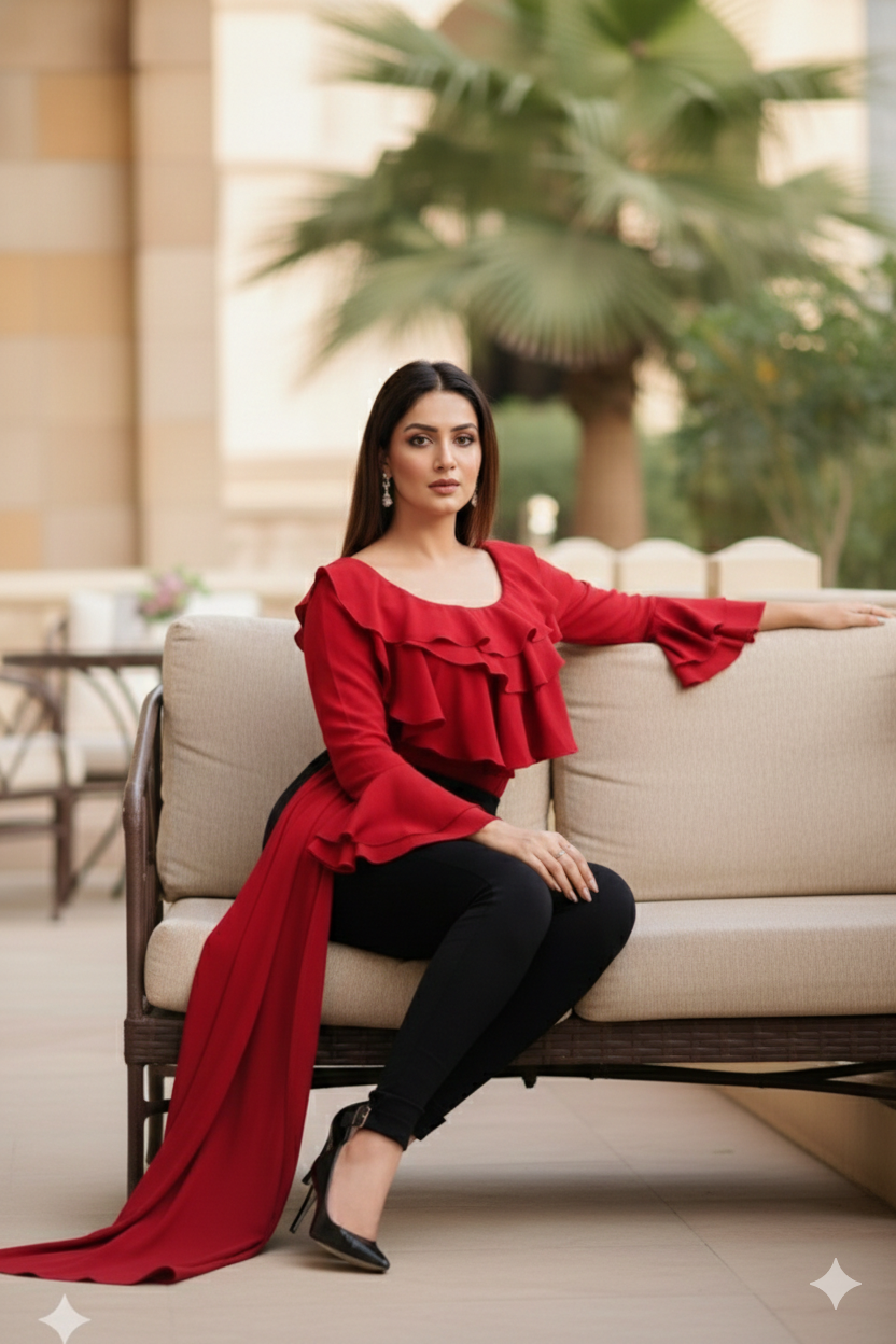 Maroon Crepe Top